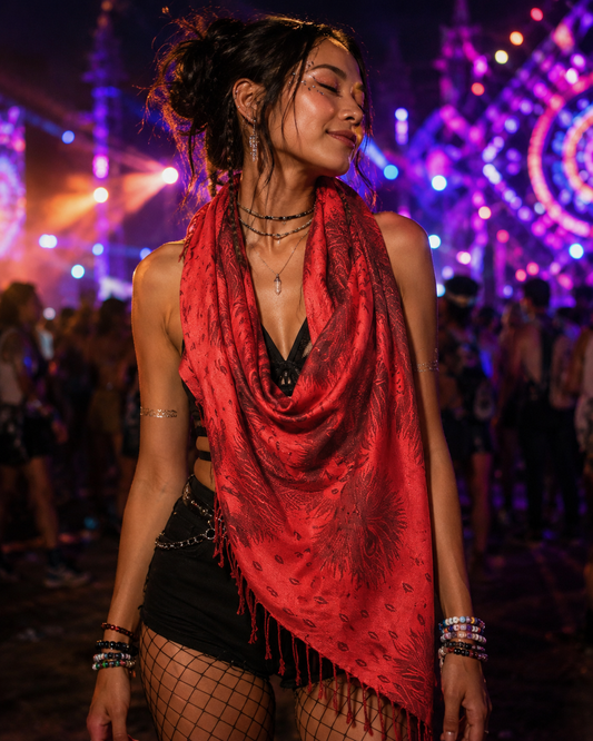 Pashmina Red Feather