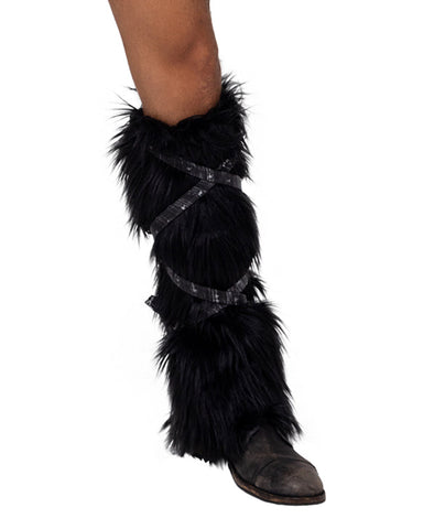 6170 - Pair of Black Faux Fur Leg Warmers