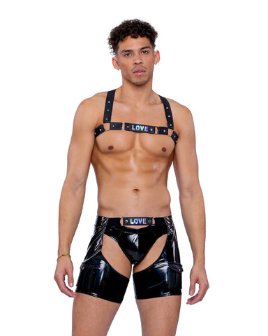 6505 - Pride Faux Leather Studded Harness