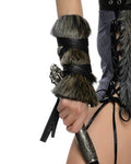 6634 - Pair of Faux Fur Gauntlets with Tie