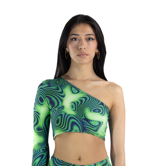 Vortex Bell Bottom Sleeve Crop Top