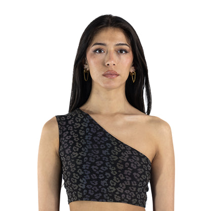 Reflective Rainbow Kitten One Shoulder Top