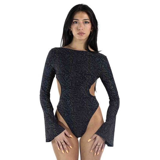 Furry Rainbow Reflective Aria Bell Sleeve Bodysuit