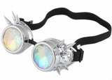 Silver Diffraction Rave Goggles with Spikes