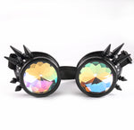 Black Diffraction Rave Goggles With Spiked Rims