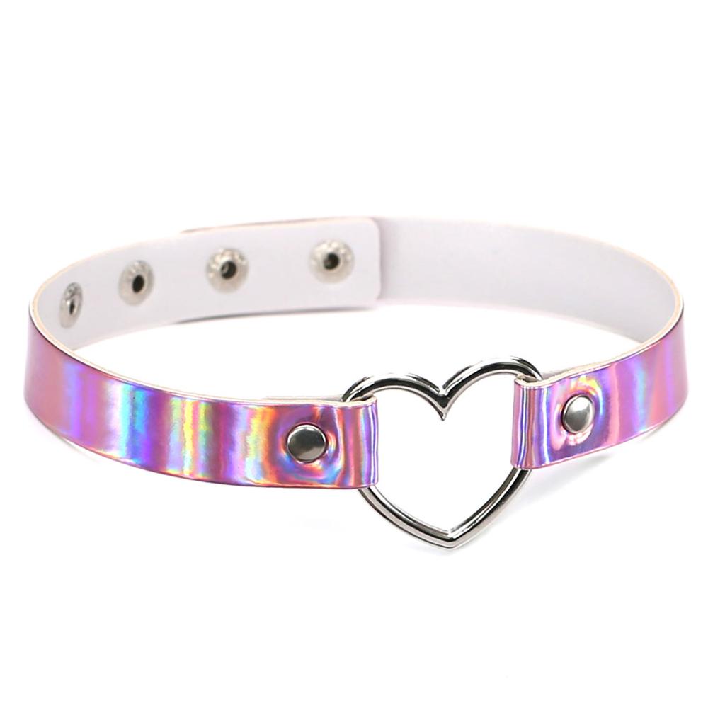 Metallic Choker w/ Silver Heart