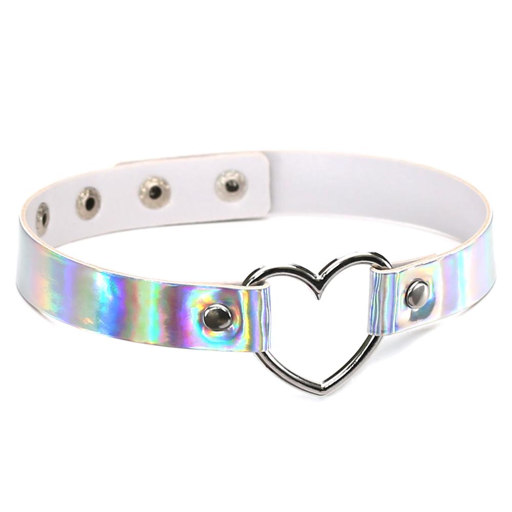 Metallic Choker w/ Silver Heart