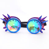 Blue and Purple Spiked Diffraction Rave Goggles