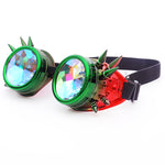 Green and Red Spiked Diffraction Rave Goggles