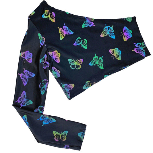 Butterfly Light Reflective One-Sleeve Crop Top