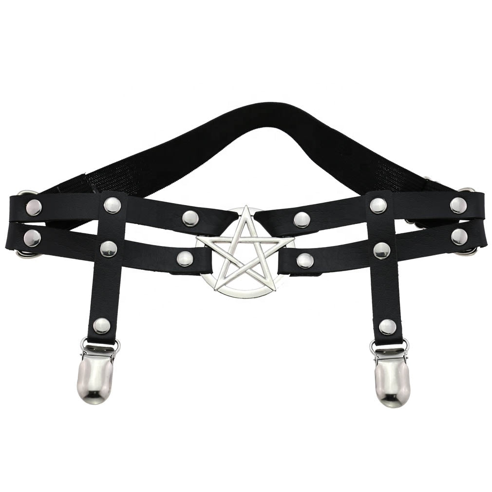 Studded Star Leather Garter