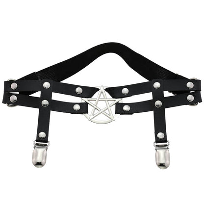Studded Star Leather Garter