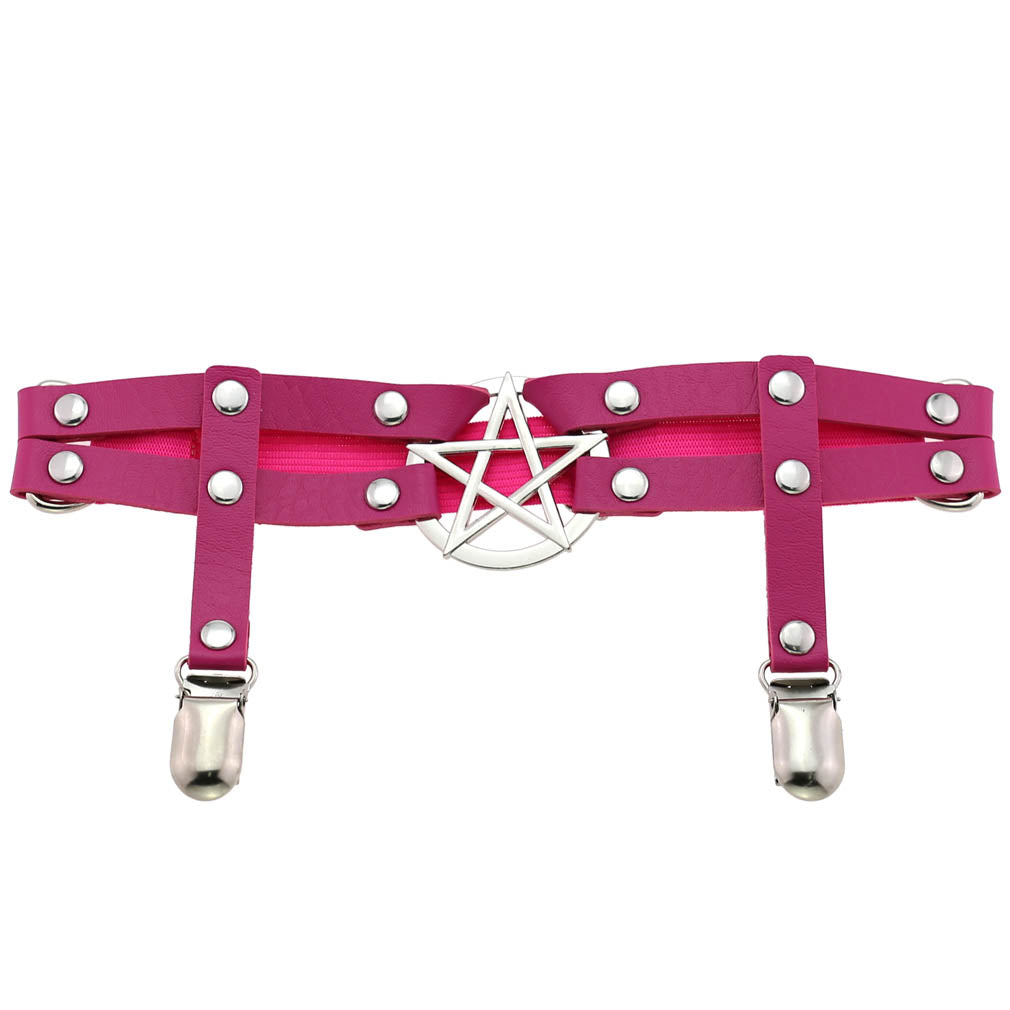 Studded Star Leather Garter