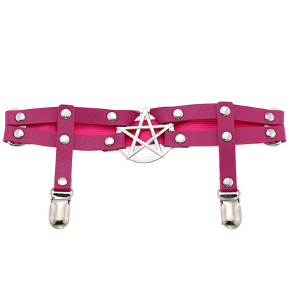 Studded Star Leather Garter