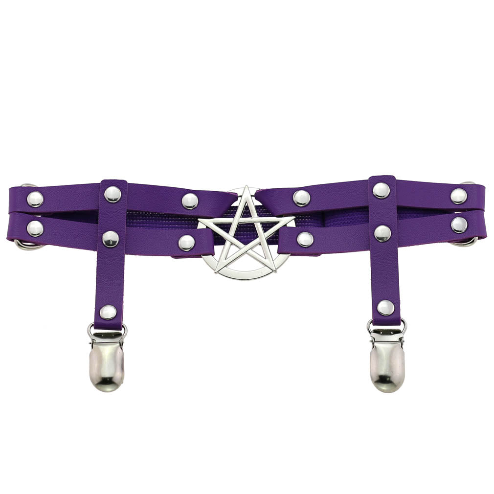 Studded Star Leather Garter