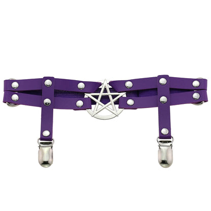 Studded Star Leather Garter