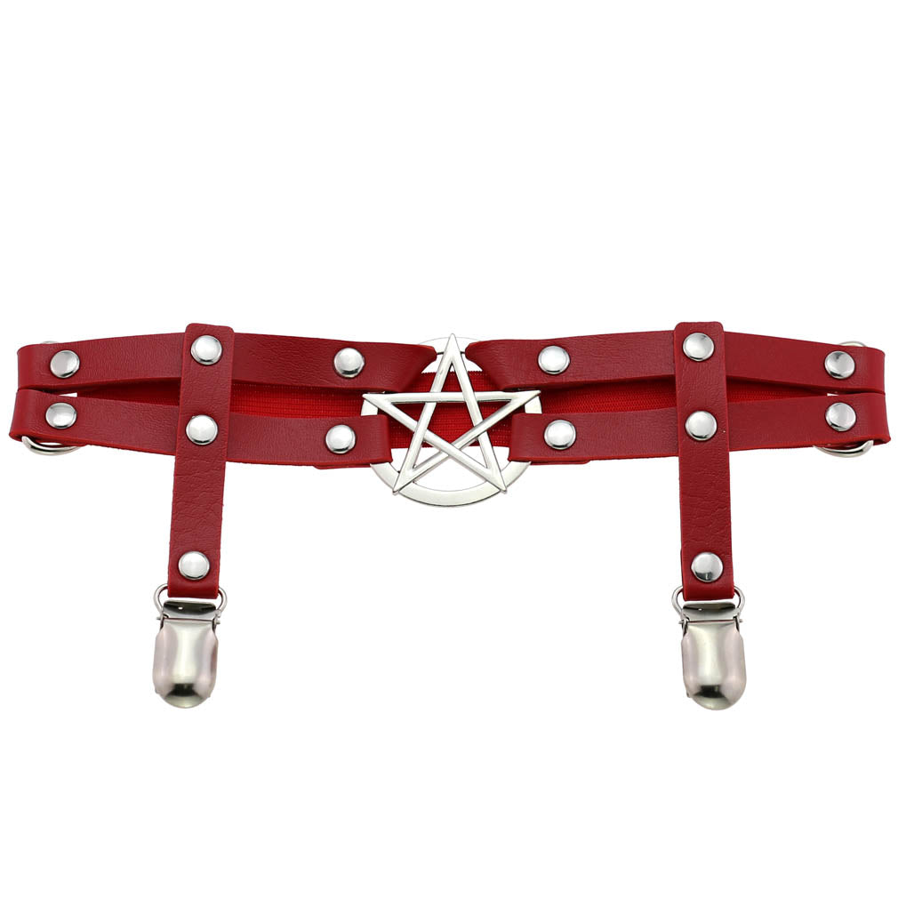 Studded Star Leather Garter