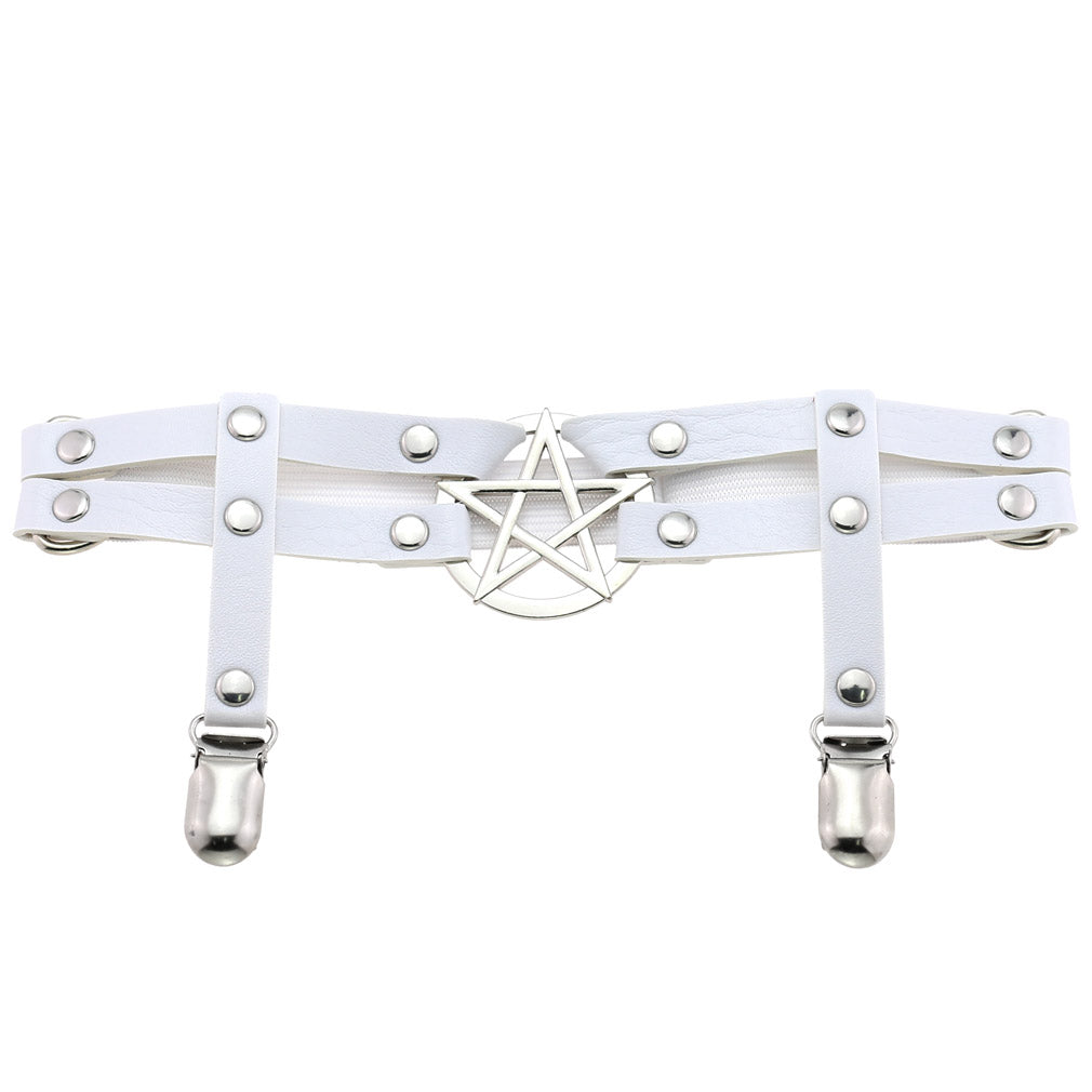 Studded Star Leather Garter