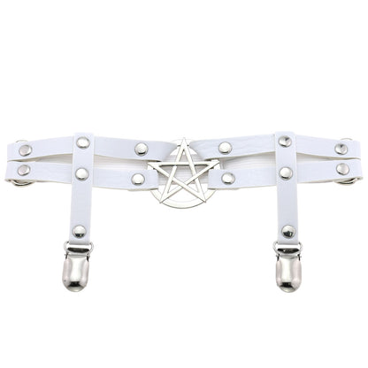 Studded Star Leather Garter