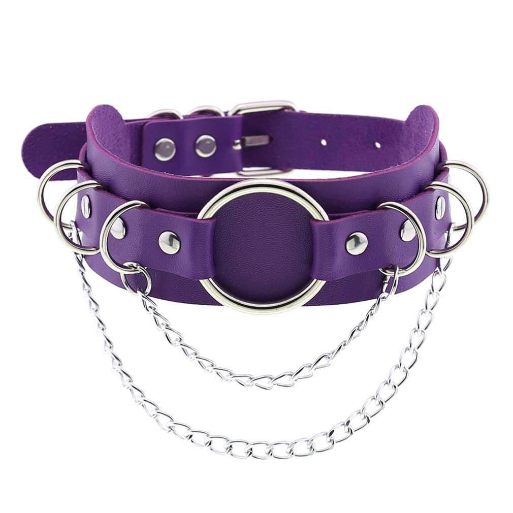 Punk Double Leather Choker w/ O-Ring