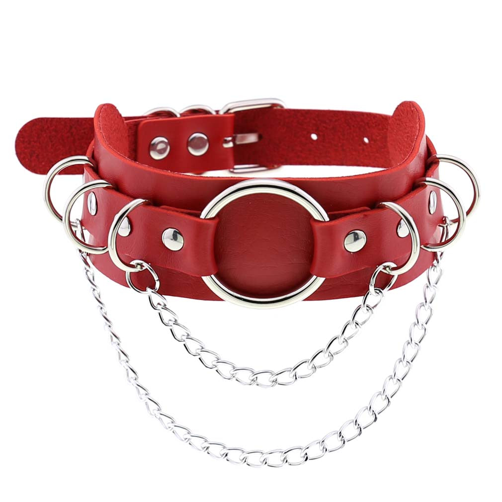 Punk Double Leather Choker w/ O-Ring