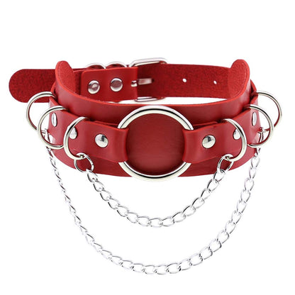 Punk Double Leather Choker w/ O-Ring