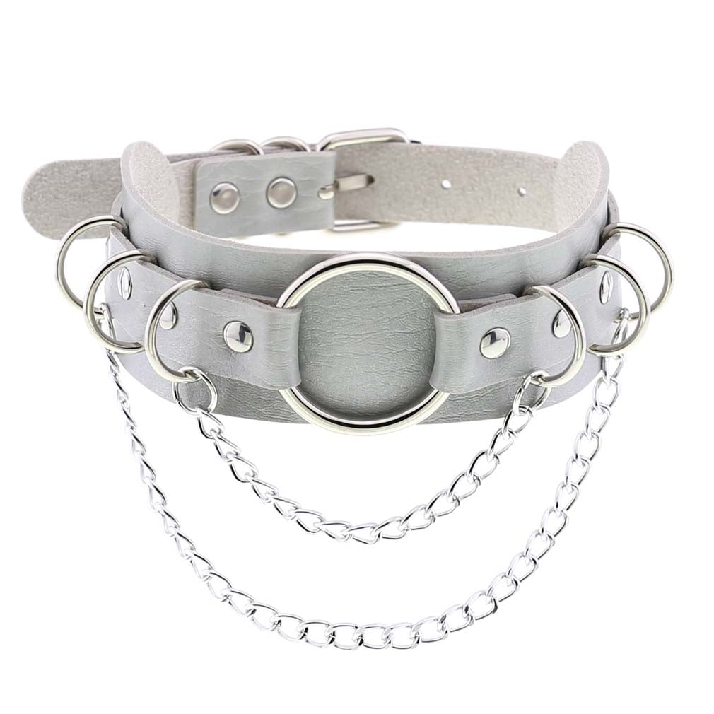 Punk Double Leather Choker w/ O-Ring