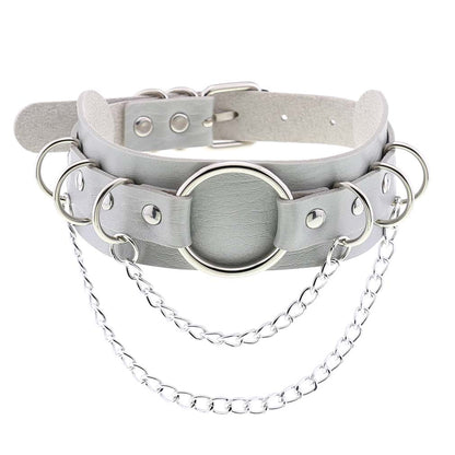 Punk Double Leather Choker w/ O-Ring