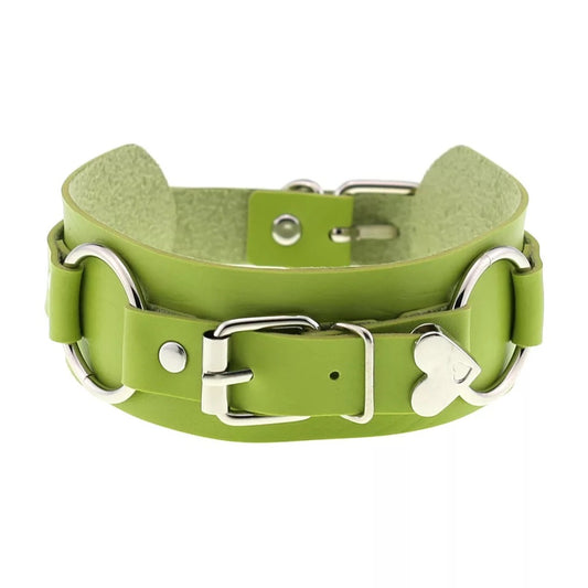 Leather O-ring choker belt w/ buckle