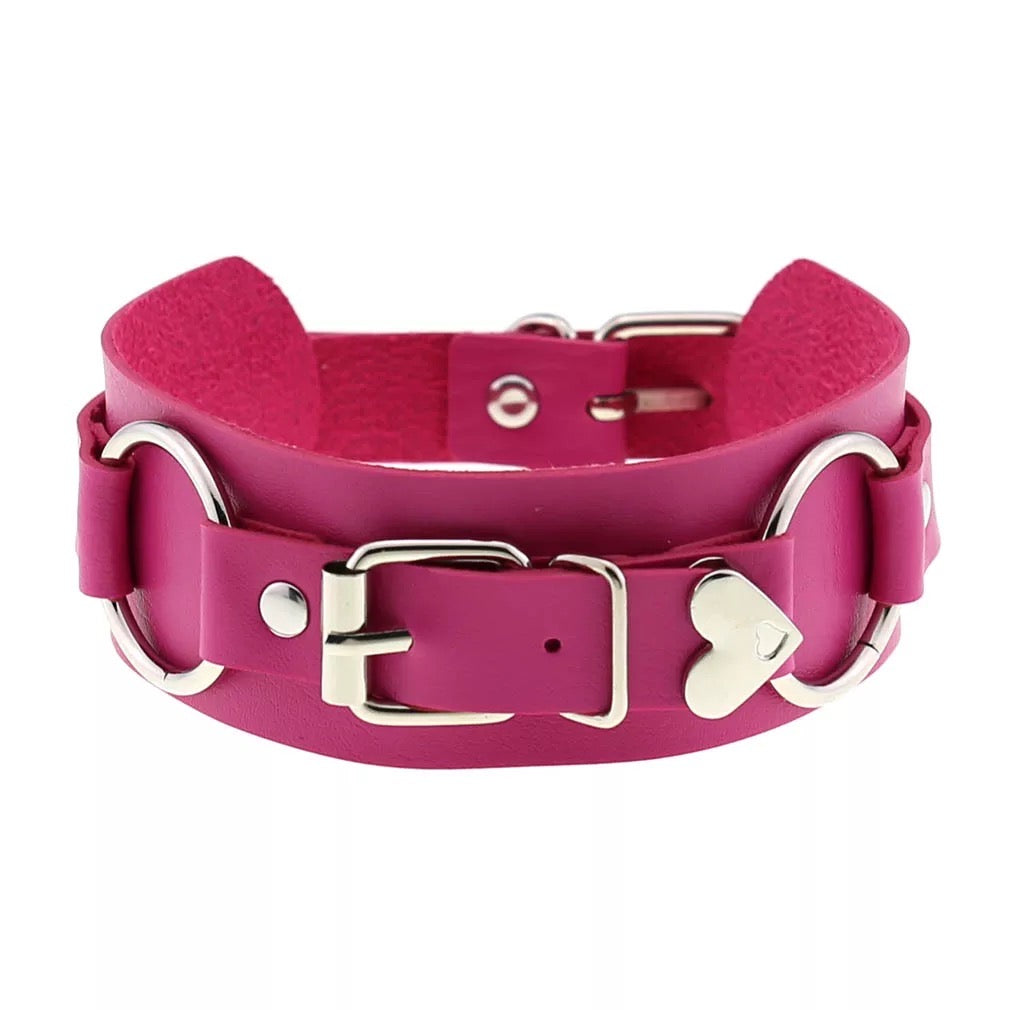 Leather O-ring choker belt w/ buckle