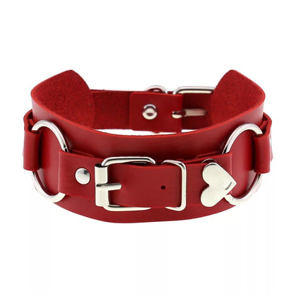 Leather O-ring choker belt w/ buckle