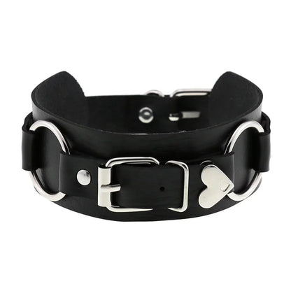 Leather O-ring choker belt w/ buckle