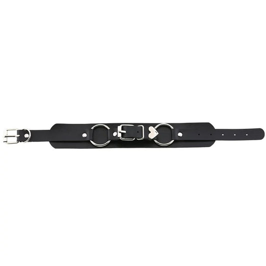 Leather O-ring choker belt w/ buckle