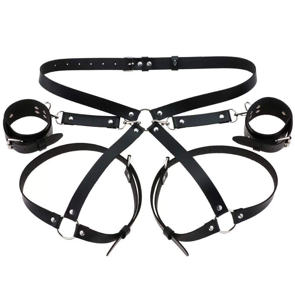 Leather Waist Corset Belt to Leg Ring Bracelet