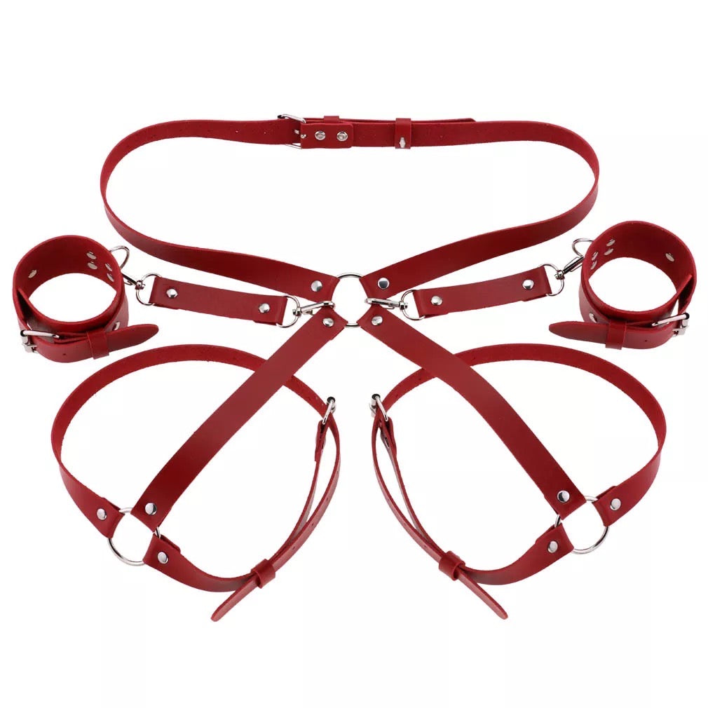 Leather Waist Corset Belt to Leg Ring Bracelet