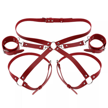 Leather Waist Corset Belt to Leg Ring Bracelet