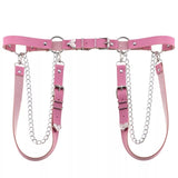 Adjustable Disco Dancing Heart Leather Belt w Chains on the Side