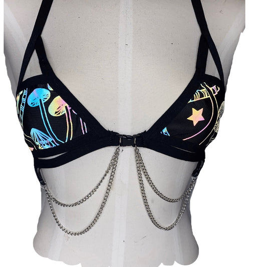 Reflective Mushroom Cage Chain Top