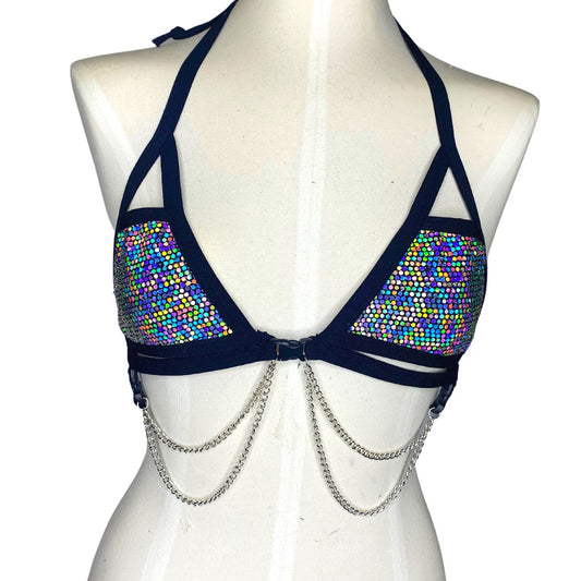 Sparkle Queen Cage Chain Top