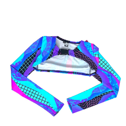 Y2K long-sleeve buckle crop top