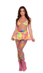 6142 - Tie-Dye Fishnet Flare Skirt