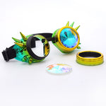 Yellow and Green dissembled Diffraction Rave Goggles
