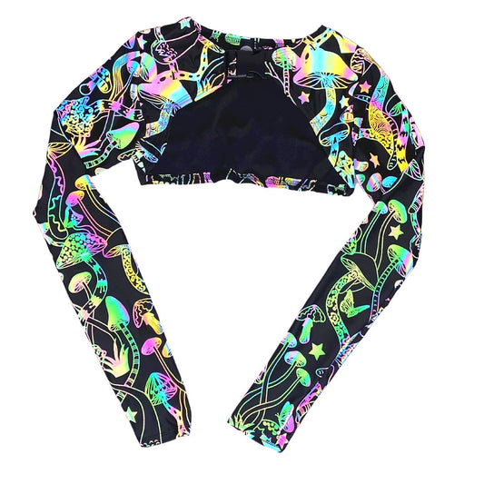 Reflective Mushroom Buckle Crop Top