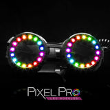Pixel Pro LED goggles with rainbow lights display