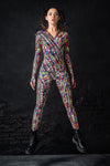 Front full body view of the Hippie knot Rave Onesie 