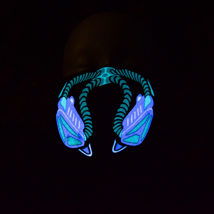 Black/Multi Rave Masks in dark