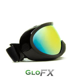Diffraction glasses with rainbow visor side view