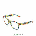 front side view of tie dye diffraction glasses