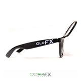Flipped up Black diffraction glasses