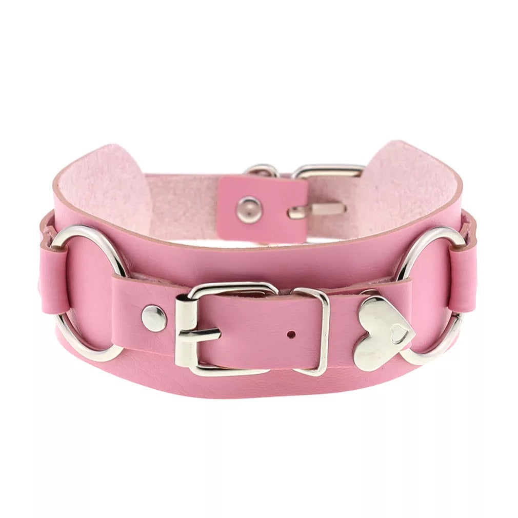 Leather O-ring choker belt w/ buckle